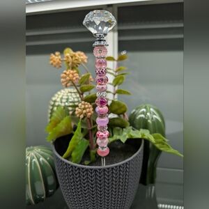 Pink Beaded Fairy Wand/Plant/Stake